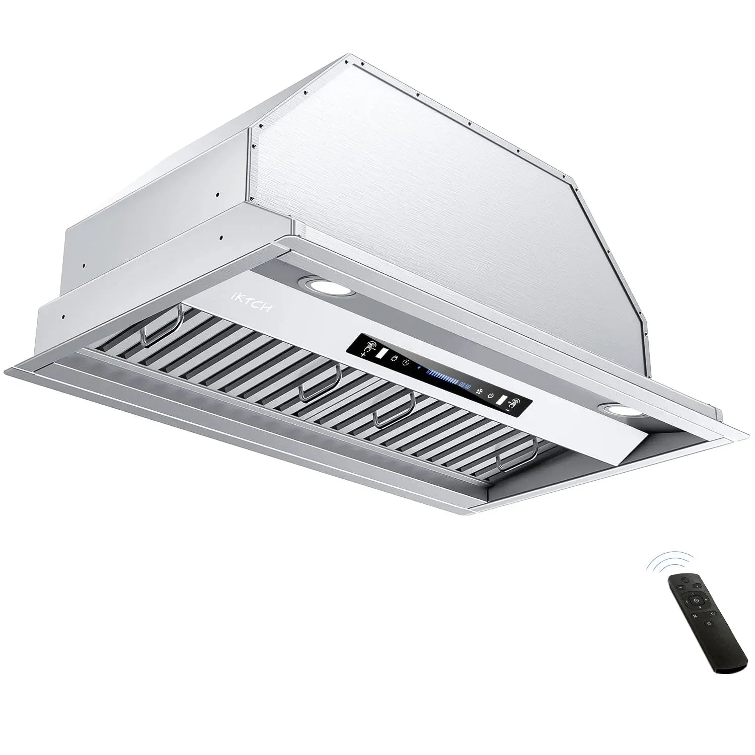 IKTCH 28 in. 900 CFM Ducted Insert with LED 4 Speed Gesture Sensing and Touch Control Panel Range Hood in Stainless Steel