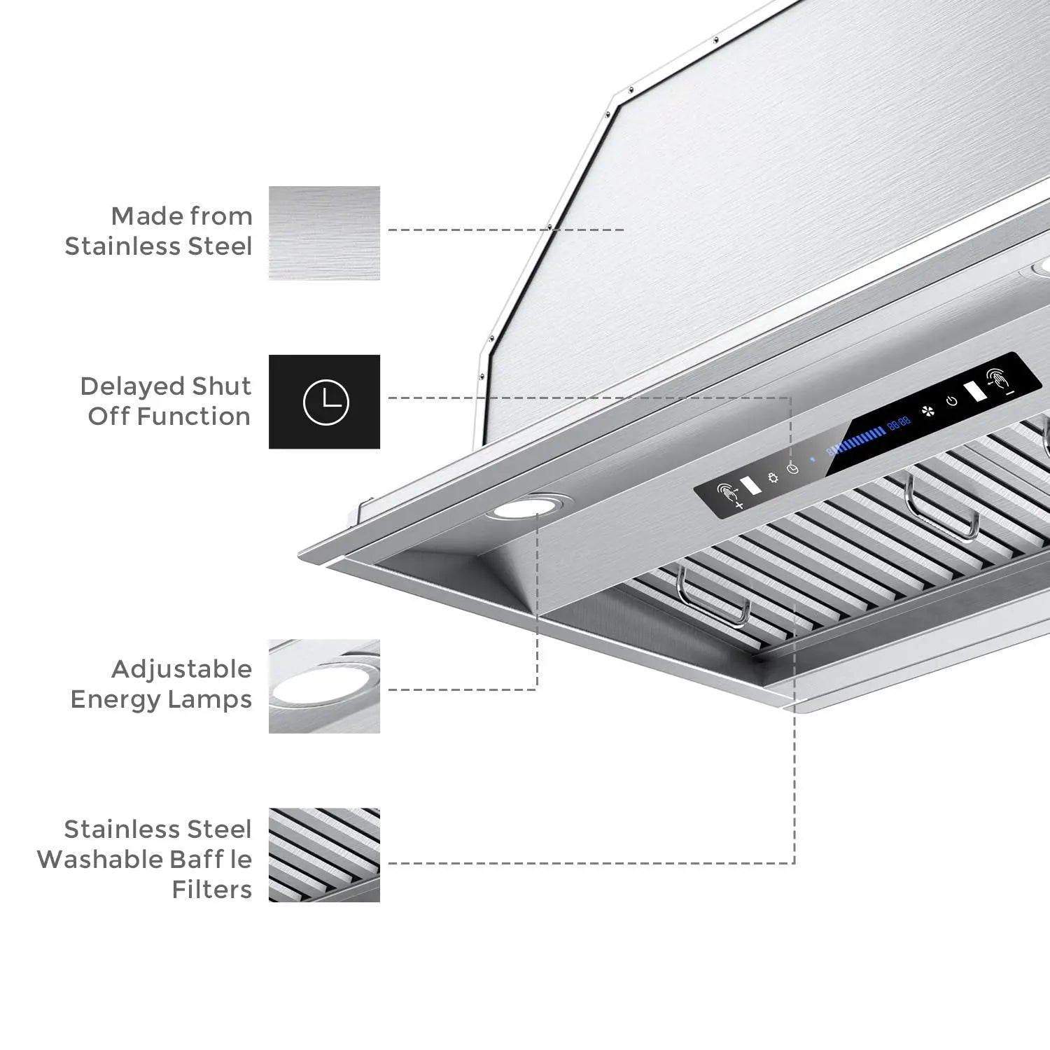 Built-in/Insert Range Hoods 900 CFM Ducted / Ductless Stainless Steel  Kitchen Vent Hoods IKB02