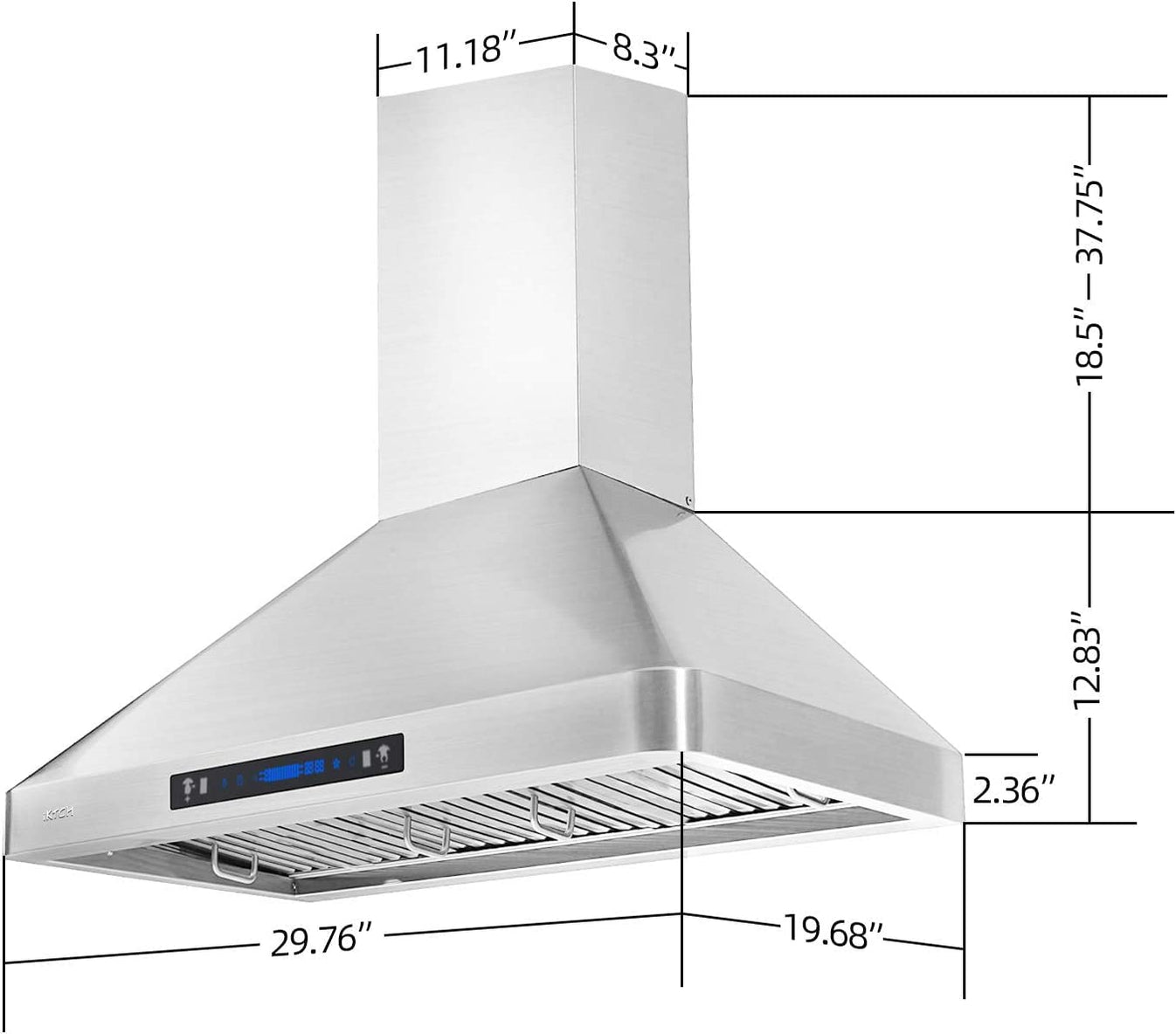 IKTCH IKP02R Wall Mount Range Hood 900 CFM Ducted / Ductless Kitchen V